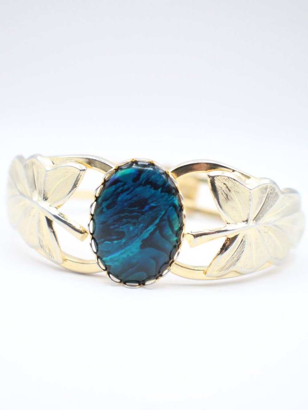 Gold Tone Faux Abalone Cuff Bracelet